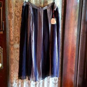 Anne Klein Chiffon Stripe Blue & White Skirt